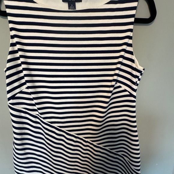Chaps Women's Sz 12 Navy and White Striped nautical Sleeveless knee length Dress - Picture 2 of 8